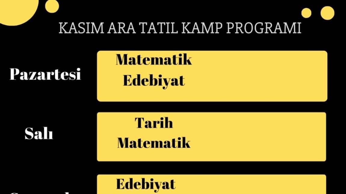 YKS KASIM ARA TATİL KAMP PROGRAMI 